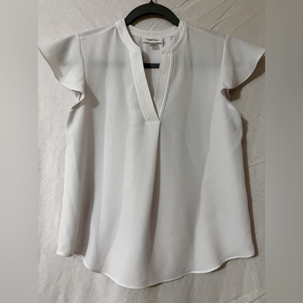 Calvin Klein XS White Short Sleeve Blouse